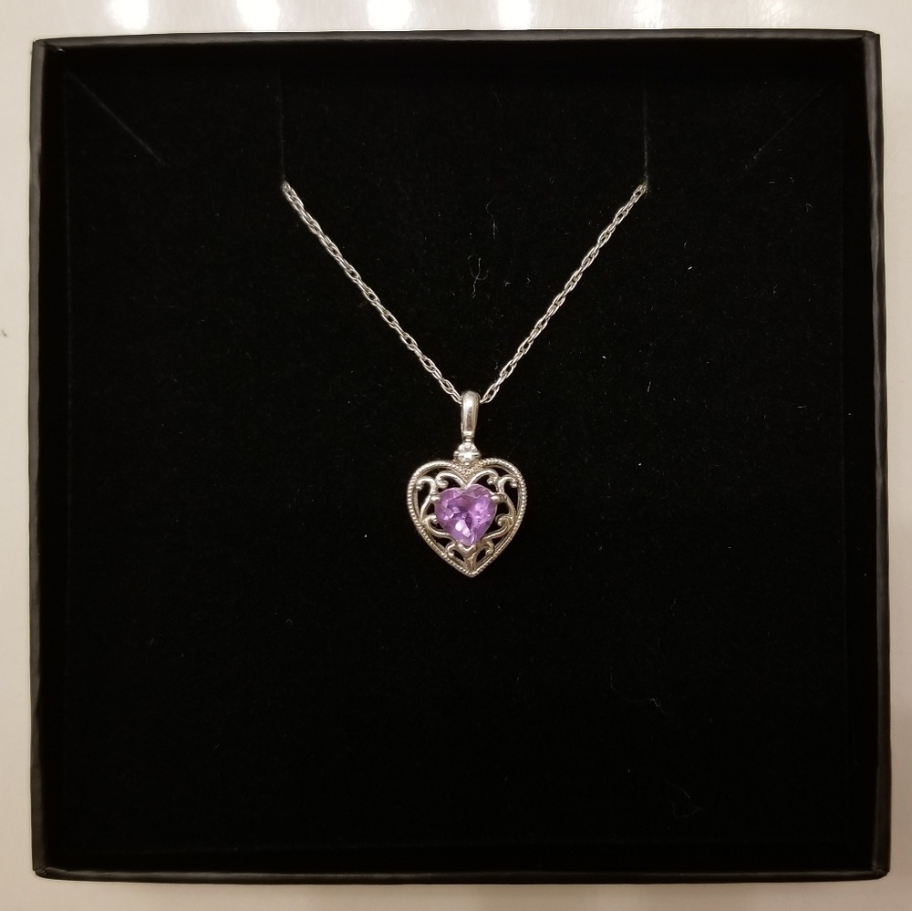 Sterling Amethyst Heart Necklace